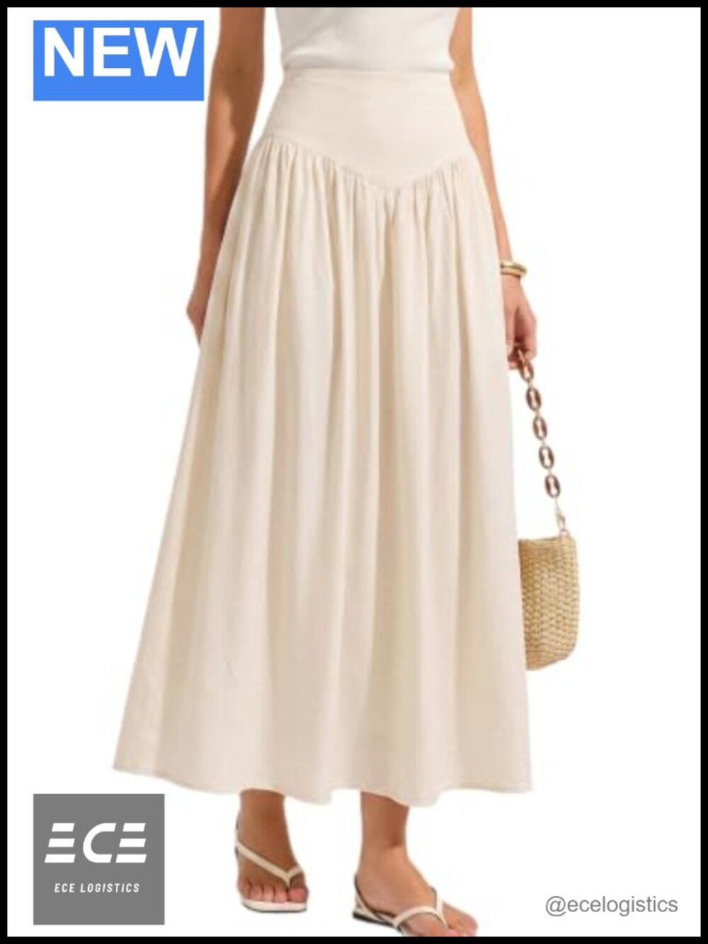 Drop Waist Maxi Skirt with Pockets Flowy Boho Long Renaissance Style